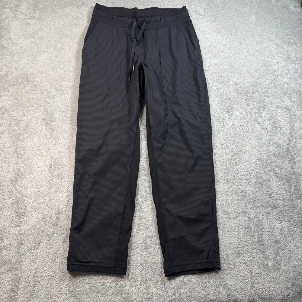 Lululemon Dance Studio Mid Rise Crop 25" Women Size 4 Black Pinstripe Swift